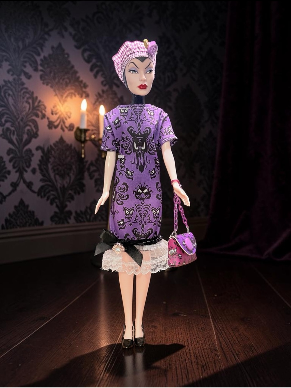 Haunted Mansion Inspired Gothic Doll Outfit with matching purse